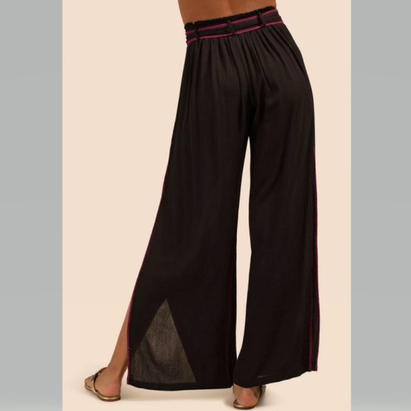 Trina Turk Brittany Side Slit Cover Up Pants in Black Size S NWT - Picture 2 of 12